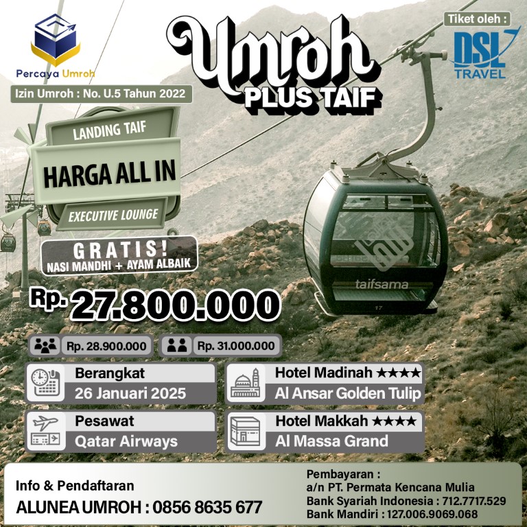 Umroh Plus Taif 26 Januari 2025